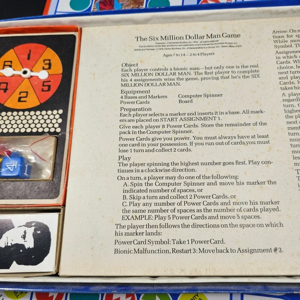 The Six Million Dollar Man Board Game Vtg 1975 Parker Brothers Complete Austin